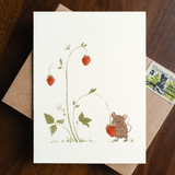 Strawberry Field Mouse Blank Greeting Card