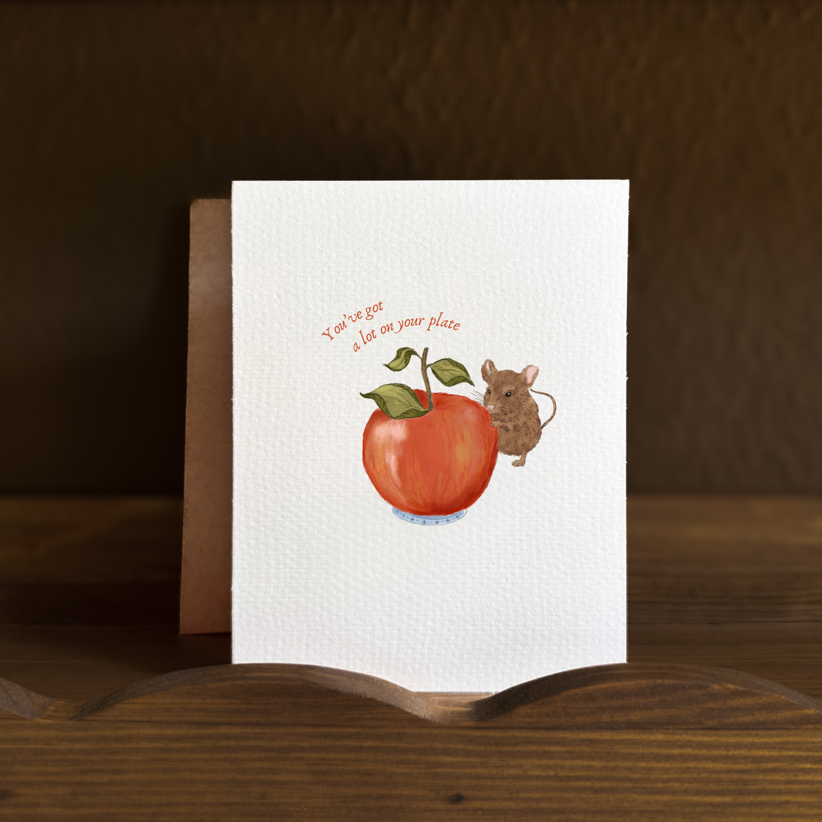 Loaded Apple Plate Mouse Blank Greeting Card